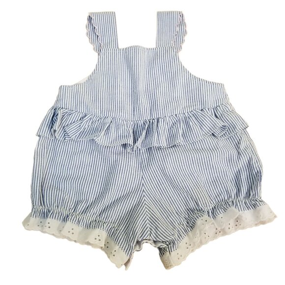 Tiny Tots 18M Blue White Stripe Bubble Romper Vintage 90s AHOY Nautical - Picture 3 of 6